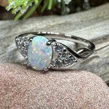 Load image into Gallery viewer, Opal Celtic Ring, Celtic Ring, Opal Engagement Ring, Silver Opal Ring, Anniversary Gift, Cocktail Ring, Birthstone Ring, Wife Gift, Mom Gift