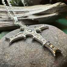 Load image into Gallery viewer, Celtic Cross Necklace, Irish Cross Pendant, Celtic Jewelry, Cong Cross, Anniversary Gift, First Communion Cross, Silver Religious Jewelry