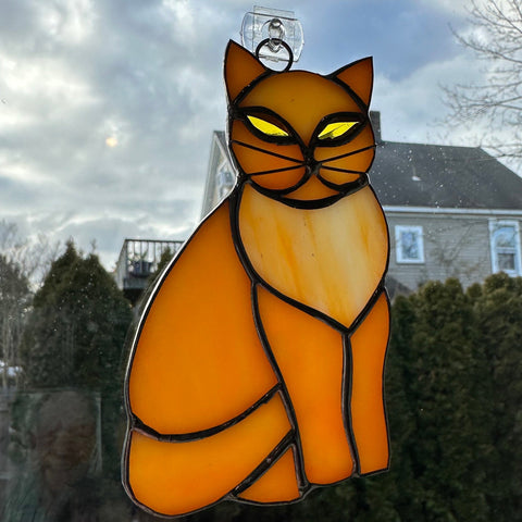 Load image into Gallery viewer, Cat Wall Decor, Cat Lover Gift, Stained Glass Cat, New Home Gift, Animal Gift, Wedding Gift, Scottish Gift, Colorful Glass