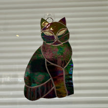 Load image into Gallery viewer, Cat Wall Decor, Cat Lover Gift, Stained Glass Cat, New Home Gift, Animal Gift, Wedding Gift, Scottish Gift, Colorful Glass