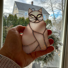 Load image into Gallery viewer, Cat Wall Decor, Cat Lover Gift, Stained Glass Cat, New Home Gift, Animal Gift, Wedding Gift, Scottish Gift, Colorful Glass