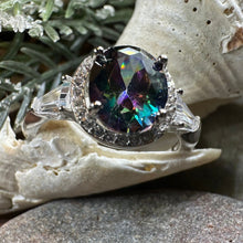 Load image into Gallery viewer, Twilight Lady Celtic Ring, Engagement Ring, Large Mystic Topaz Ring, Engagement Ring, Statement Ring, Anniversary Gift, Ladies Promise Ring