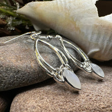 Load image into Gallery viewer, Trinity Knot Earrings, Celtic Jewelry, Irish Jewelry, Celtic Knot Jewelry, Bridal Jewelry, Moonstone, Scotland Jewelry, Mom Gift, Wife Gift