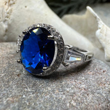Load image into Gallery viewer, Sapphire Statement Ring, Engagement Ring, Large Blue Ring, Engagement Ring, Celtic Statement Ring, Anniversary Gift, Ladies Promise Ring