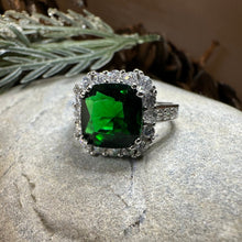 Load image into Gallery viewer, Irish Duchess Celtic Ring, Engagement Ring, Large Emerald Ring, Cocktail Ring, Celtic Statement Ring, Anniversary Gift, Ladies Promise Ring