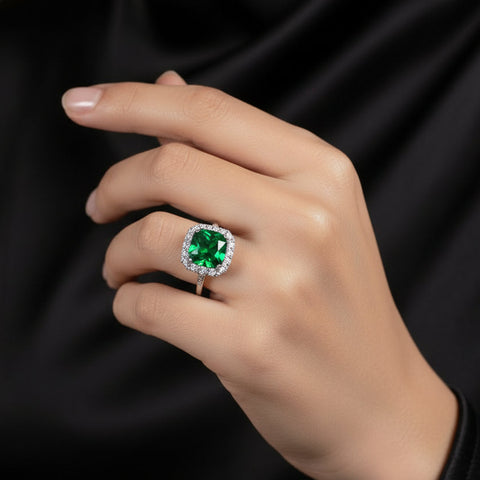 Load image into Gallery viewer, Irish Duchess Celtic Ring, Engagement Ring, Large Emerald Ring, Cocktail Ring, Celtic Statement Ring, Anniversary Gift, Ladies Promise Ring