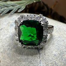 Load image into Gallery viewer, Irish Duchess Celtic Ring, Engagement Ring, Large Emerald Ring, Cocktail Ring, Celtic Statement Ring, Anniversary Gift, Ladies Promise Ring