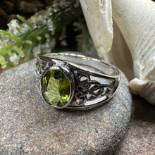 Load image into Gallery viewer, Celtic Knot Ring, Celtic Jewelry, Irish Ring, Celtic Promise Ring, Irish Jewelry, Anniversary Gift, Scottish Ring, Peridot Ring, Wife Gift
