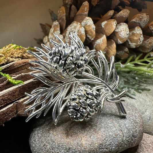 Pine Cone Brooch, Pine Pin, Nature Jewelry, Celtic Pin, Woodland Pin, Ladies Pin, Outlander Jewelry, Tree Jewelry, Wife Gift, Hiker Gift