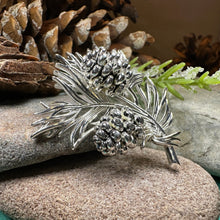 Load image into Gallery viewer, Pine Cone Brooch, Pine Pin, Nature Jewelry, Celtic Pin, Woodland Pin, Ladies Pin, Outlander Jewelry, Tree Jewelry, Wife Gift, Hiker Gift
