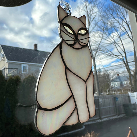 Load image into Gallery viewer, Cat Wall Decor, Cat Lover Gift, Stained Glass Cat, New Home Gift, Animal Gift, Wedding Gift, Scottish Gift, Colorful Glass