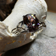 Load image into Gallery viewer, Celtic Autumn Ring, Engagement Ring, Ireland Ring, Promise Ring, Trinity Knot Jewelry, Anniversary Gift, Cocktail Ring, Rhodolite Ring Large