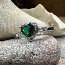 Load image into Gallery viewer, Emerald Heart Ring, Celtic Jewelry, Engagement Ring, Bridal Jewelry, Ireland Ring, Promise Ring, Anniversary Gift, Girlfriend Gift, Wife
