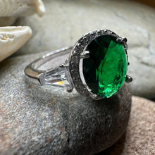 Load image into Gallery viewer, Irish Lady Celtic Ring, Engagement Ring, Large Emerald Ring, Engagement Ring, Celtic Statement Ring, Anniversary Gift, Ladies Promise Ring