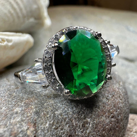 Load image into Gallery viewer, Irish Lady Celtic Ring, Engagement Ring, Large Emerald Ring, Engagement Ring, Celtic Statement Ring, Anniversary Gift, Ladies Promise Ring