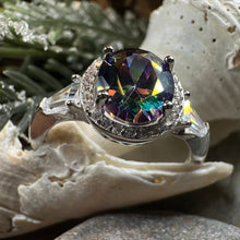 Load image into Gallery viewer, Twilight Lady Celtic Ring, Engagement Ring, Large Mystic Topaz Ring, Engagement Ring, Statement Ring, Anniversary Gift, Ladies Promise Ring