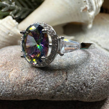 Load image into Gallery viewer, Twilight Lady Celtic Ring, Engagement Ring, Large Mystic Topaz Ring, Engagement Ring, Statement Ring, Anniversary Gift, Ladies Promise Ring
