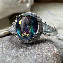 Load image into Gallery viewer, Twilight Lady Celtic Ring, Engagement Ring, Large Mystic Topaz Ring, Engagement Ring, Statement Ring, Anniversary Gift, Ladies Promise Ring