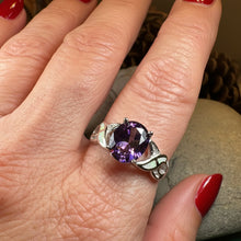 Load image into Gallery viewer, Opal Celtic Ring, Celtic Ring, Sapphire Engagement Ring, Silver Opal Ring, Anniversary Gift, Cocktail Ring, Blue Birthstone Ring, Wife Gift