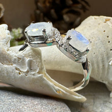 Load image into Gallery viewer, Moonstone Infinity Ring, Promise Ring, Engagement Ring, Celtic Jewelry, Anniversary Gift, Solitaire Ring, Boho Statement Ring, Cocktail Ring