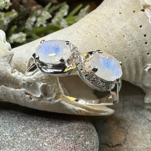 Load image into Gallery viewer, Moonstone Infinity Ring, Promise Ring, Engagement Ring, Celtic Jewelry, Anniversary Gift, Solitaire Ring, Boho Statement Ring, Cocktail Ring