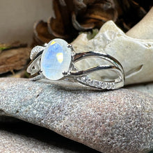 Load image into Gallery viewer, Moonstone Ring, Promise Ring, Engagement Ring, Commitment Ring, Anniversary Gift, Boho Statement Ring, Cocktail Ring, Wife Gift, Mom Gift