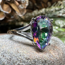 Load image into Gallery viewer, Mystic Topaz Engagement Ring, Celtic Ring, Statement Ring, Topaz Ring, Solitaire Ring, Anniversary Gift, Cocktail Ring, Wife Promise Ring