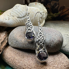 Load image into Gallery viewer, Celtic Earrings, Irish Jewelry, Scotland Jewelry, Boho Mom Gift, Anniversary Gift, Ireland Amethyst Earrings, Wife Gift, Graduation Gift