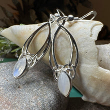 Load image into Gallery viewer, Trinity Knot Earrings, Celtic Jewelry, Irish Jewelry, Celtic Knot Jewelry, Bridal Jewelry, Moonstone, Scotland Jewelry, Mom Gift, Wife Gift