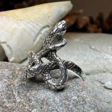 Load image into Gallery viewer, Celtic Snake Ring, Celtic Ring, Gothic Ring, Silver Boho Ring, Irish Ring, Scottish Gift, Anniversary Gift, Animal Ring, Large Wiccan Ring