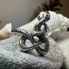 Load image into Gallery viewer, Celtic Snake Ring, Celtic Ring, Gothic Ring, Silver Boho Ring, Irish Ring, Scottish Gift, Anniversary Gift, Animal Ring, Large Wiccan Ring