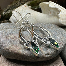 Load image into Gallery viewer, Trinity Knot Earrings, Celtic Jewelry, Irish Jewelry, Celtic Knot Jewelry, Bridal Jewelry, Emerald, Scotland Jewelry, Mom Gift, Wife Gift
