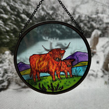 Load image into Gallery viewer, Highland Cow Wall Decor, Scotland Gift, Stained Glass Celtic Gift, New Home Gift, Scottish Wedding Gift, Scottish Cattle, Highland Coo Lover