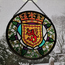 Load image into Gallery viewer, Scottish Lion Wall Decor, Scottish Thistle Gift, Scotland Stained Glass, New Home Gift, Scotland Wedding Gift, Celtic Gift, Sterling Castle