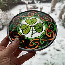 Load image into Gallery viewer, Irish Shamrock Wall Decor, Ireland Gift, Irish Stained Glass, New Home Gift, Clover Wedding Gift, Celtic Gift, Saint Patrick's Day