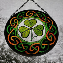 Load image into Gallery viewer, Irish Shamrock Wall Decor, Ireland Gift, Irish Stained Glass, New Home Gift, Clover Wedding Gift, Celtic Gift, Saint Patrick's Day