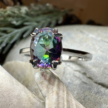 Load image into Gallery viewer, Mystic Topaz Engagement Ring, Celtic Ring, Statement Ring, Topaz Ring, Solitaire Ring, Anniversary Gift, Cocktail Ring, Wife Promise Ring