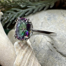 Load image into Gallery viewer, Mystic Topaz Engagement Ring, Celtic Ring, Statement Ring, Topaz Ring, Solitaire Ring, Anniversary Gift, Cocktail Ring, Wife Promise Ring
