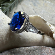 Load image into Gallery viewer, Sapphire Statement Ring, Engagement Ring, Large Blue Ring, Engagement Ring, Celtic Statement Ring, Anniversary Gift, Ladies Promise Ring