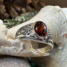 Load image into Gallery viewer, Celtic Knot Ring, Celtic Jewelry, Irish Ring, Celtic Promise Ring, Irish Jewelry, Anniversary Gift, Scottish Ring, Peridot Ring, Wife Gift