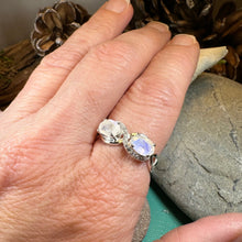 Load image into Gallery viewer, Moonstone Infinity Ring, Promise Ring, Engagement Ring, Celtic Jewelry, Anniversary Gift, Solitaire Ring, Boho Statement Ring, Cocktail Ring