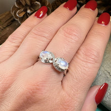 Load image into Gallery viewer, Moonstone Infinity Ring, Promise Ring, Engagement Ring, Celtic Jewelry, Anniversary Gift, Solitaire Ring, Boho Statement Ring, Cocktail Ring