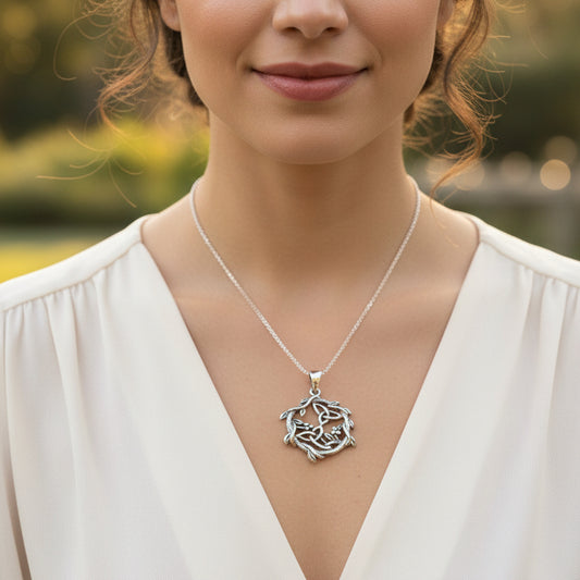 Mistletoe Necklace, Celtic Jewelry, Trinity Knot Pendant, Ireland Gift, Irish Jewelry, Scotland Jewelry, Anniversary Gift, Graduation Gift
