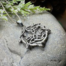 Load image into Gallery viewer, Mistletoe Necklace, Celtic Jewelry, Trinity Knot Pendant, Ireland Gift, Irish Jewelry, Scotland Jewelry, Anniversary Gift, Graduation Gift