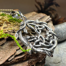 Load image into Gallery viewer, Mistletoe Necklace, Celtic Jewelry, Trinity Knot Pendant, Ireland Gift, Irish Jewelry, Scotland Jewelry, Anniversary Gift, Graduation Gift