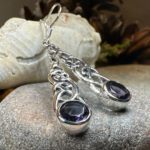 Load image into Gallery viewer, Celtic Earrings, Irish Jewelry, Scotland Jewelry, Boho Mom Gift, Anniversary Gift, Ireland Amethyst Earrings, Wife Gift, Graduation Gift