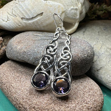 Load image into Gallery viewer, Celtic Earrings, Irish Jewelry, Scotland Jewelry, Boho Mom Gift, Anniversary Gift, Ireland Amethyst Earrings, Wife Gift, Graduation Gift