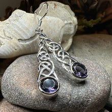 Load image into Gallery viewer, Celtic Earrings, Irish Jewelry, Scotland Jewelry, Boho Mom Gift, Anniversary Gift, Ireland Amethyst Earrings, Wife Gift, Graduation Gift