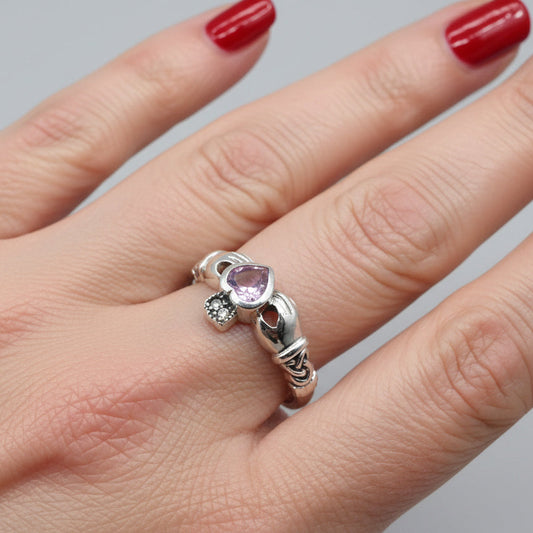 Claddagh Ring, Amethyst Celtic Ring, Irish Jewelry, Celtic Knot Jewelry, Irish Ring, Irish Dance Gift, Anniversary Gift, Bridal Ring