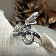 Load image into Gallery viewer, Celtic Snake Ring, Celtic Ring, Gothic Ring, Silver Boho Ring, Irish Ring, Scottish Gift, Anniversary Gift, Animal Ring, Large Wiccan Ring